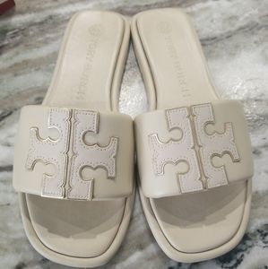 Tory Burch Double T Sport Slide 8.5 Ivory/Cream